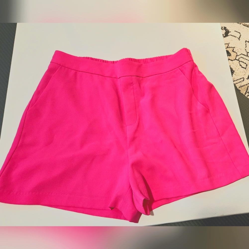 Bright Pink High-Waisted Dress Shorts